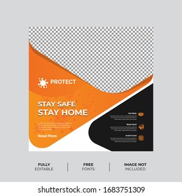 Virus prevention banner for social media post template
