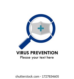 Virus prevention logo design template illustration. there are mask and finder.  mask for preventive from virus.