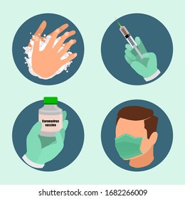 virus prevention set vector illustration