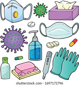 Virus prevention theme set - eps10 vector illustration.