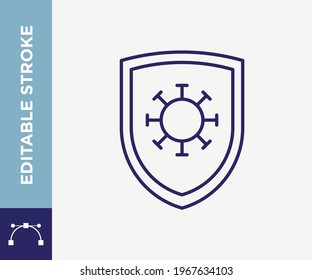 Virus Protect Outline Vector icon Editable Stroke