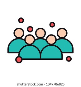 virus protection, avoid public places crowded vector illustration line and fill icon