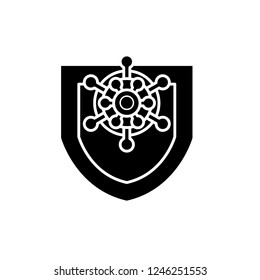 Virus protection black icon, vector sign on isolated background. Virus protection concept symbol, illustration 