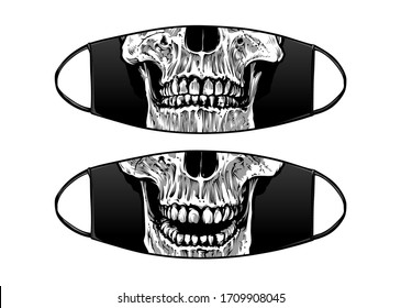 Virus Protection Black Mask Vector Design with skull jaws. 