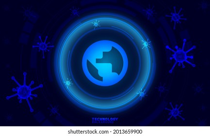 Protección contra virus. Virus. Fondo azul.