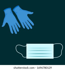 Virus Protection by Medical Mask and Gloves. Hand gloves and medical mask vector. note: Editable 