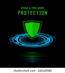 Virus protection concept on dark background. EPS10, RGB.