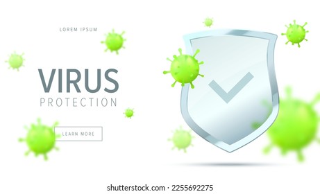 Virus protection concept. Security shield for virus protection. 