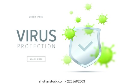 Virus protection concept. Security shield for virus protection. 