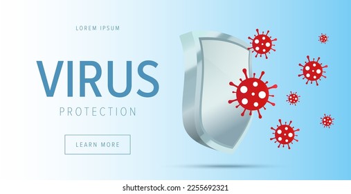 Virus protection concept. Security shield for virus protection. 