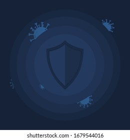Concepto de protección antivirus con protector, icono de protección
