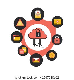 Virus protection, Cyber Security. Data protection business concept on virtual screen. Shield protect icon