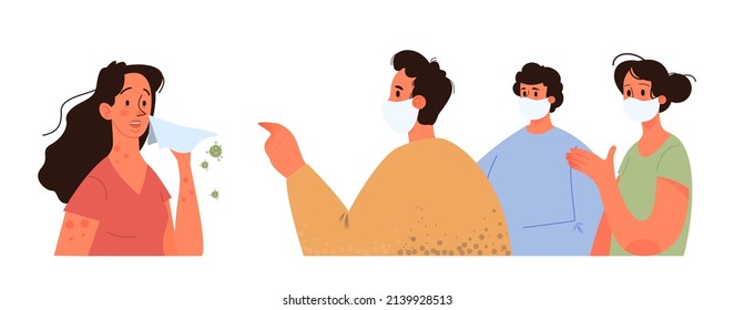 Virus protection. Dangerous viruses and bacteria barrier. Vaccine development. Corona virus pandemic combating, scientist working with infectious disease. Flat vector illustration