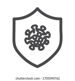 Icono de línea vectorial de color oscuro para la protección antivirus