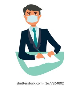 virus protection. flat man icon on a white