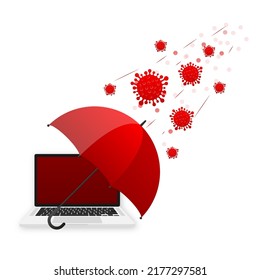 Virus protection. Virus germs. Security shield. Immune system. People vaccination. Vector illustration.