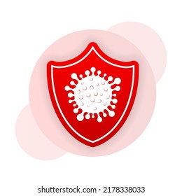 Virus protection. Virus germs. Security shield. Immune system. People vaccination. Vector illustration.