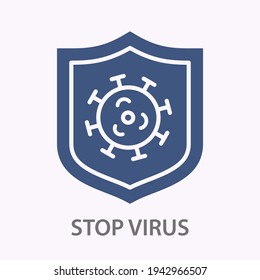 Virus protection glyph icon. Vector illustration isolated on white.