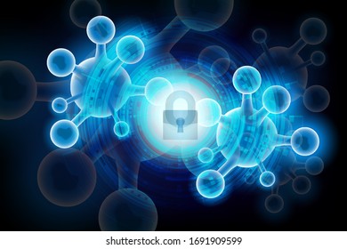 Virus protection and the group of virus cells Coronavirus 3D illustration
