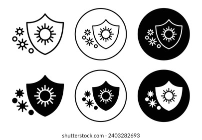 Virenschutzsymbol. Schutzschild für antibakterielle virale Keiminfektionen, um das Symbol des Immunsystems zu schützen. Resistenzvektorgrafik gegen Virusbakterien.   