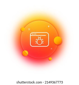 Virus protection icon. Virus. Antivirus. Protection of the site, server, phone and PC. Gradient blur button with glassmorphism. Clear glass design.