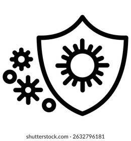 virus protection icon Black and white outline vector
