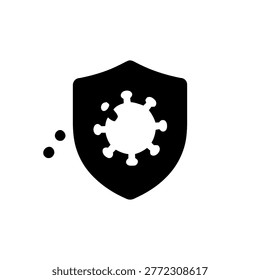 Virus Protection Icon Containing shield, virus, immunity, and healthcare icon. Solid icon.