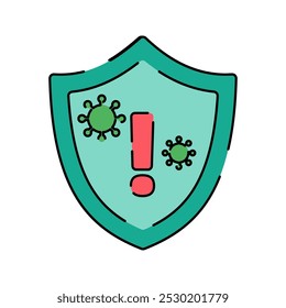 Virus Protection Icon Illustration Flat Design Style