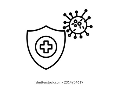 virus protection icon. icon related to immune, flu germ, antiseptic, hygiene shield . Line icon style design. Simple vector design editable