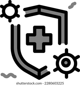 A virus protection icon represents measures taken to prevent the spread of viruses, including vaccines, masks, and sanitization