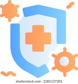 A virus protection icon represents measures taken to prevent the spread of viruses, including vaccines, masks, and sanitization