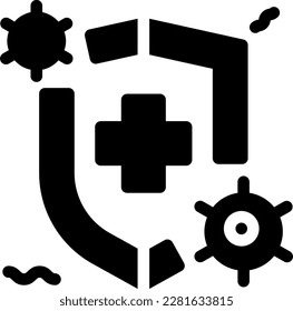 A virus protection icon represents measures taken to prevent the spread of viruses, including vaccines, masks, and sanitization
