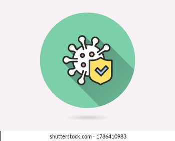 Virus protection icon. Simple illustration with long shadow isolated for graphic and web design.