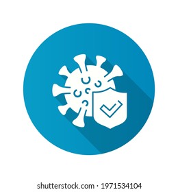 Virus protection icon. Simple illustration with long shadow isolated for graphic and web design.