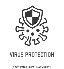 Virus Protection Icon. Vector Illustration Isolated On White.