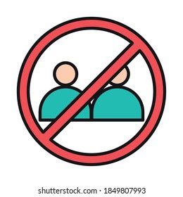 virus protection, keep social distance prevention measure vector illustration line and fill icon
