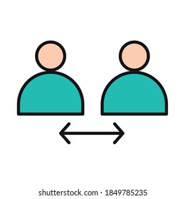 virus protection, keep social distancing vector illustration line and fill icon