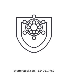 Virus protection line icon concept. Virus protection vector linear illustration, symbol, sign