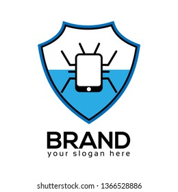 Virus protection logo template. Flat design