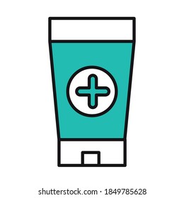virus protection medical lotion tube medication vector illustration line and fill icon