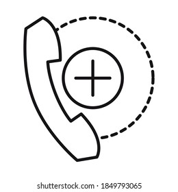 virus protection, medical service consultation telephone vector illustration line icon