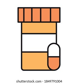 virus protection, medicine medical prescription capsule vector illustration line and fill icon