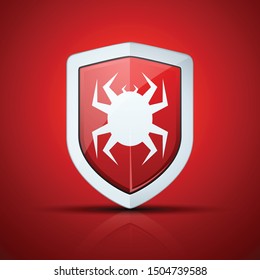 Virus Protection Red Shield sign illustration