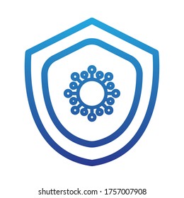 virus protection, security shield, degraded line style icon vector illustration design