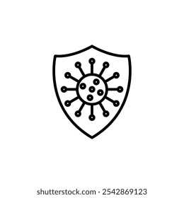 Virus protection shield icon. filled and line stroke icons