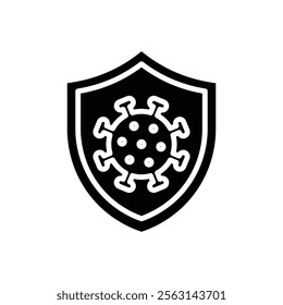 Virus protection shield icon Isolated flat vector in outline