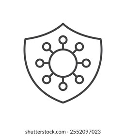 Virus protection shield icon. line style vector icon.