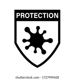 ícono de escudo de protección contra virus, microbio forma antivirus defender la enfermedad de derrota y bacterias cuarentena de salud para humanos, medicamentos de la vacuna contra el virus cruzados signo para detener la enfermedad antibacteriano sanitizer