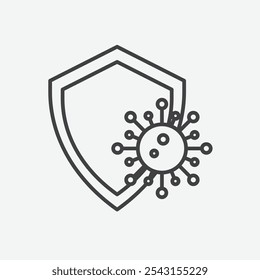 Symbol für Virenschutzschild. Vektorgrafik.