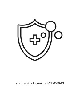 Virus protection shield icon Simple thin line flat symbol